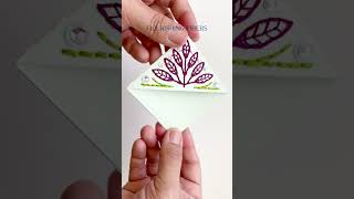 Tutorial for Paper embroidery corner bookmark paperembroidery diybookmark paperbookmark diy [upl. by Buke448]