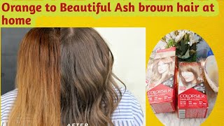 How to Orange to ash brown Hairs at homeAsh brown hairs [upl. by Illom]