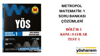 SAYILAR  TEST1 Metropol YayınlarıMatematik1 Soru Bankası yöshanem onlineyöskursu [upl. by Ainoda440]