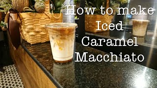 Cafe Vlog  Iced Caramel Macchiato with regular size  How to make drink with new recipe [upl. by Blanchette]