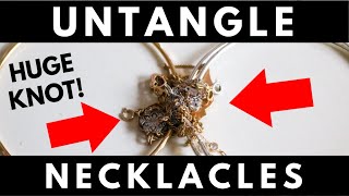 HOW TO UNTANGLE KNOTTED NECKLACES jewelryhacks [upl. by Bellda]