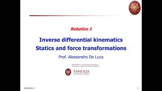 Robotics 1  Inverse differential kinematics Lecture 25 [upl. by Aciretnahs]