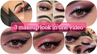 3 eye makeup lookeasy makeup look for beginnerspinkish glitter eye makeupeyemakeup [upl. by Laet]