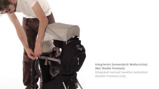 VAUDE  Integrated Sun Cover amp Weather Protection  Shuttle Child Carrier DEEN [upl. by Jessika]