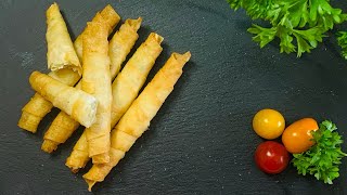 Crispy Turkish Pastry roll Turkish Sigara BoregiTurkish Sigara Borek recipe [upl. by Ehcrop]