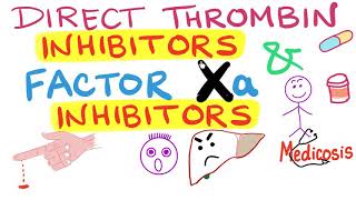 Direct Thrombin Inhibitors and Factor Xa Inhibitors DOACs  Pharmacology  Hematology [upl. by Muhan]