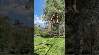 Slackline Athlete Performs Spectacular Balancing Trick  1498724 [upl. by Mcnair]