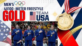 US Wins First Gold at Men’s 4×100Meters Freestyle Relay at 2024 Paris Olympics [upl. by Jordison]