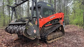 KUBOTA SVL952s LOFTNESS Battle AX forestry mulching 1yr old growth [upl. by Chor]