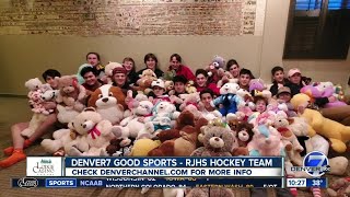 RJHS Raiders Hockey Team Has Teddy Bear Toss for Kids in Game Against Mountain Vista [upl. by Alemat]