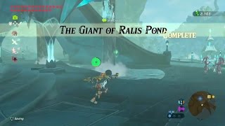 Zelda Breath of the Wild  The Giant of Ralis Pond Side Quest  Lanayru Tower Region [upl. by Yerga]