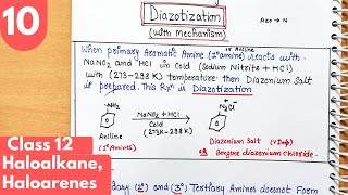 11 Diazotization reaction with mechanism Diazonium salt class12 Haloalkane Haloarenes class12 [upl. by Ellecram418]