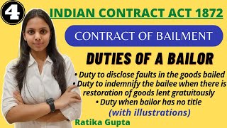 Duties of a Bailor  Contract of Bailment Contract Act 1872 [upl. by Arinay]