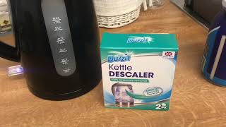 Duzzit kettle descaler 100 limescale removal made in UK Hot Water kettle cleaning [upl. by Anatnahs]