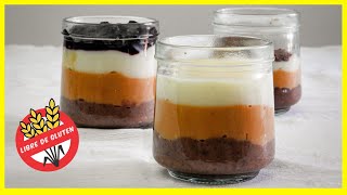 POSTRE FÁCIL y rápido SIN HORNO y SIN GLUTEN 1 preparación para 3 sabores [upl. by Ahsilahk]