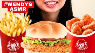 ASMR WENDYS  SPICY CHICKEN SANDWICH  SPICY CHICKEN NUGGETS  FRENCH FRIES EATING SOUNDS [upl. by Mcnully]