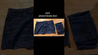 DIY pleated denim skirt 🪡 sewing fashion [upl. by Elson]