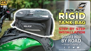 Solace RIGID Tank bag Review and Installation  NonMagnetic Tank bag for Dominar  KTM type bikes [upl. by Eerdna74]