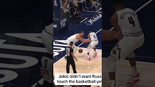 JOKIC DIDNT WANT RUSS TO TOUCH THE BASKETBALL YET 🤣🤣 shorts [upl. by Nabatse]