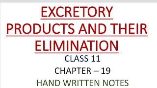 CLASS 11  BIOLOGY CHAPTER 19EXCRETORY PRODUCTS AND THEIR ELIMINATIONHAND WRITTEN NOTESPART1 [upl. by Mcfadden]