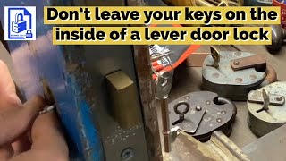 609 How to easily open a mortice lever lock if you leave the keys on the inside of the door [upl. by Enasus]