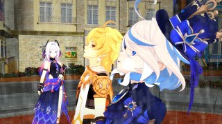 What Aether and Furina doing Genshin Impact MMD [upl. by Ranit]