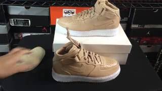 NikeLab Air Force 1 One Mid Vachetta Tan Unboxing Review [upl. by Oletta]