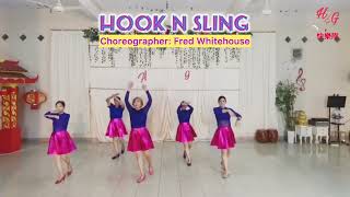 HOOK N SLING  Line Dance Fred Whitehouse  HappyGroupDumai [upl. by Yenettirb501]