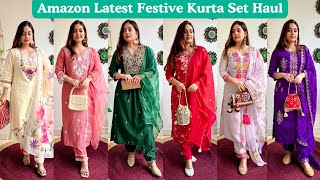 Amazon Latest Festive Wear Kurta Set Haul  Trendy and Classy Kurta Plazzo Haul  Mahima Giri [upl. by Dulsea107]