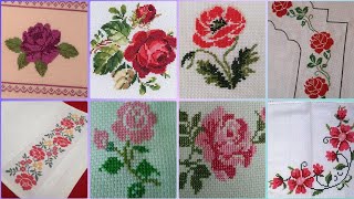 Floral cross stitch Hand embroidery thick cotton  Beautifull Hand cross stitch [upl. by Flss]