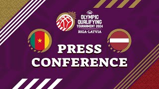 Cameroon v Latvia  Press Conference  FIBA Olympic Qualifying Tournament 2024  Latvia [upl. by Aieken]