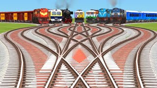 SEVEN RAILGADI CROSSING FOR CORVED BRANCHED RAILROAD TRICKS RISKY RAILROAD TRICKStrain Sim world4 [upl. by Wing615]