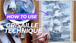 GRISAILLE Painting TECHNIQUE Watercolor [upl. by Tshombe660]