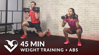 45 Min Weight Training Workout  Abs Home Strength Training Full Body Dumbbell Workout Women amp Men [upl. by Dripps]