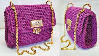 Linda Bolsa de Crochê Estruturada  TUTORIAL [upl. by Sifan]