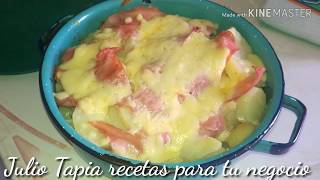 Papas al horno con crema queso jamón y mantequilla papas a la boloñesa horno práctico fácil utilizar [upl. by Htebharas197]