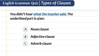 Noun Adjective amp Adverb Clause  Types of Clauses  Clauses Quiz by Quality Education [upl. by Aisenat]