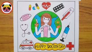 Doctor day drawing world doctor day poster national doctor day drawing Doctors day poster [upl. by Mcnully298]