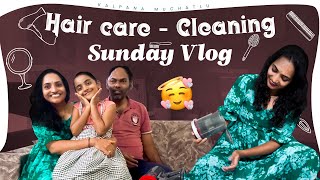 Sunday కూడా No Rest🤷🏻‍♀️ Easy గా House Clean చేసుకున్న🤩 1 Month నుంచి నా Hair Care 💁🏻‍♀️ vlog [upl. by Akeihsal645]