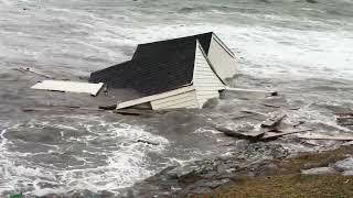 Fishing Houses Swept Off Willard Beach South Portland Maine [upl. by Ayekat418]