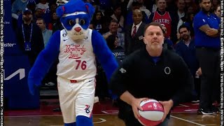 This Sixers Fan Hit a HALF COURT Shot to Win Season Tickets 😅 [upl. by Anahpos]