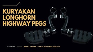 Harley Street Glide CVO Highway Pegs  Kuryakyn Longhorn Offset Highway Pegs [upl. by Ahsykal]