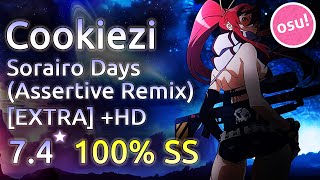 Cookiezi  Sorairo Days Assertive Remix EXTRA  HD SS 74★  Live Spectate [upl. by Eecats]