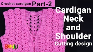 Pink cardigan Part 2  Cardigan neck and shoulder Cutting design [upl. by Oinoitna]