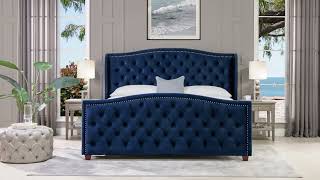 Marcella Upholstered Wingback Bed by Jennifer Taylor Home 52130 [upl. by Anaert191]