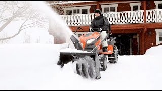 Husqvarna tractors  how to attach snow thrower [upl. by Adikram]