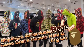 Bape Shark Camo Hoodie Affordable Haul amp Try on from Ninjahype Weidian Taobao Pandabuy Dhgate [upl. by Silado978]