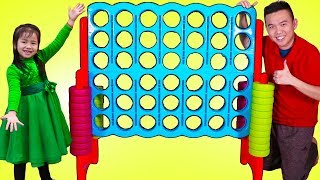 Jannie Pretend Play with Giant Connect 4 Toy [upl. by Oiramal]