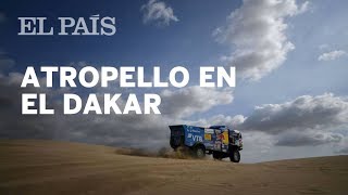 Un ruso atropella con su camión en el DAKAR a un espectador y es expulsado por no socorrerlo [upl. by Nichani]