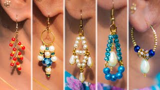 5 easy Pearl amp Crystal Earring Design  DIY  5 min Craft  Hand made jewelry  Art with Creativity [upl. by Mahseh]